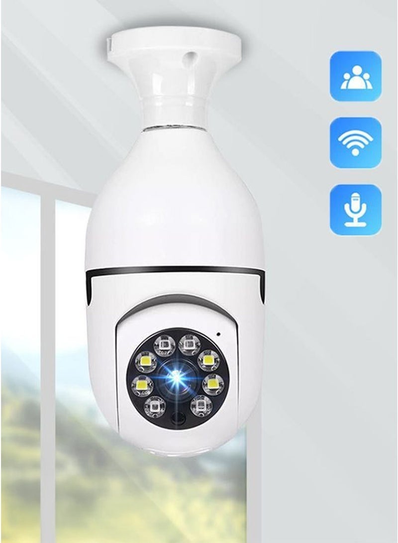 Smart Bulb Security Camera Wi-Fi 360° Panoramic Dual-Band 2.4GHz & 5GHz Wireless Surveillance Camera with Color Night Vision, Two-Way Audio, TF Card Storage, E27 Easy Installation for Indoor & Outdoor Home Office Monitoring - Image 3